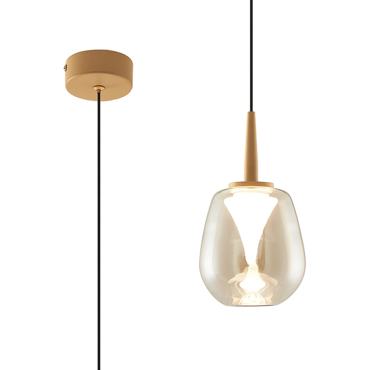 Andromeda LED Glass Pendant Light 5W 3000K - Gold & Amber & Frosted