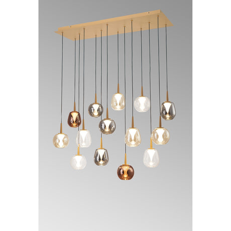 Andromeda 14 Light LED Glass Bar Pendant Light 3000K - Multicoloured