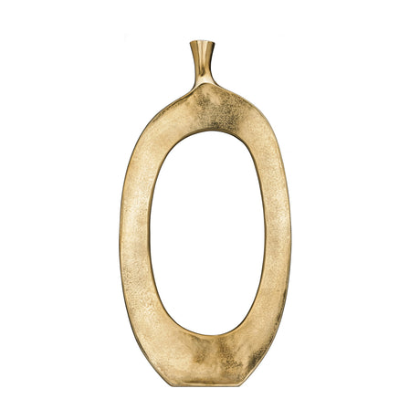 Ankarefo Vase 78.5cm in brass-finish aluminium, a tall open oval form with a narrow flared neck and textured gold-bronze surface, shown against a plain white background.