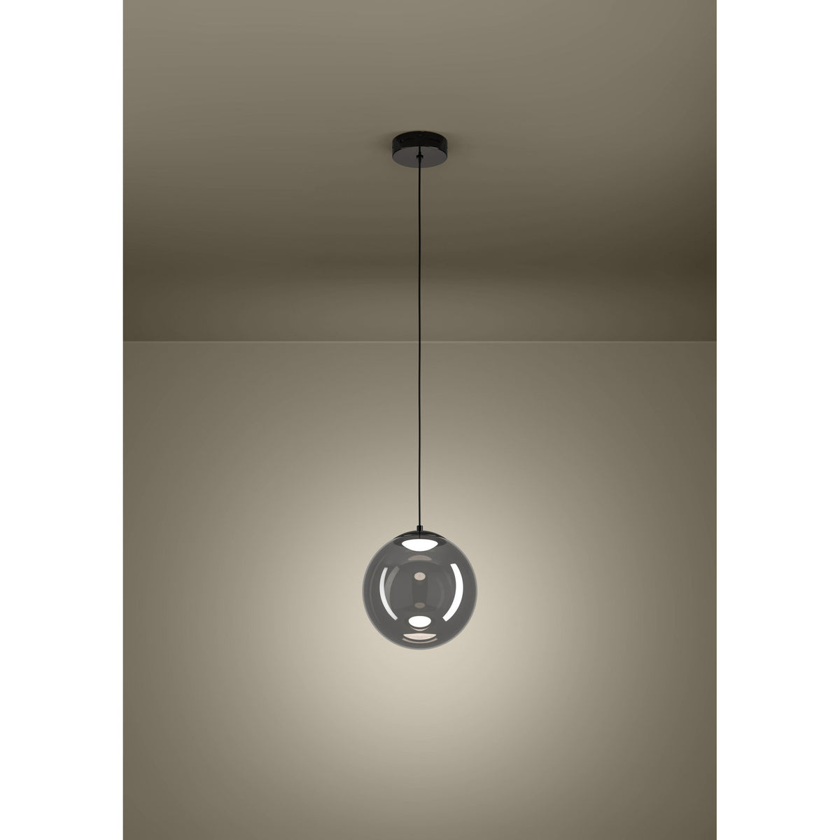 Anorias Colour Changing Smoked Glass Pendant Light - Black Nickel