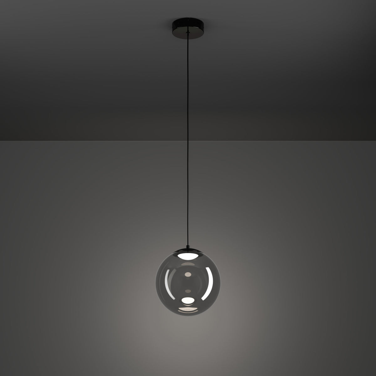 Anorias Colour Changing Smoked Glass Pendant Light - Black Nickel