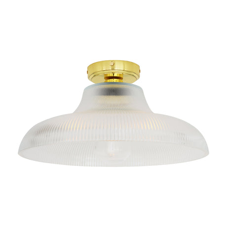 Aquarius Ribbed Glass Flush Ceiling Light IP65 - 40cm
