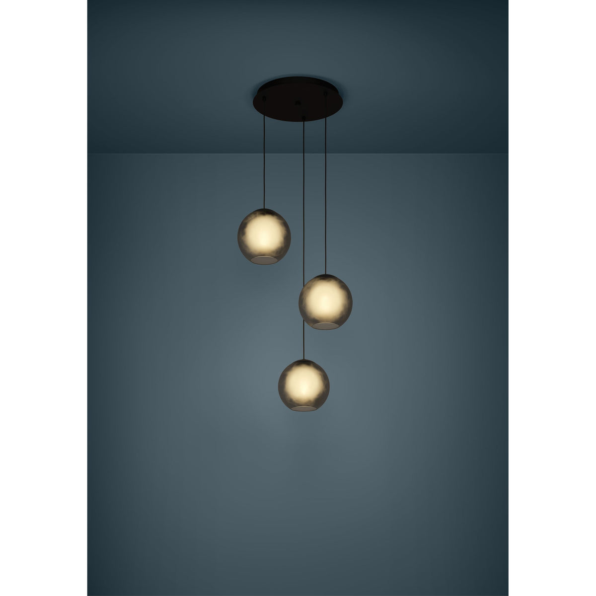 Arangona Glass 3 Light Pendant - Black