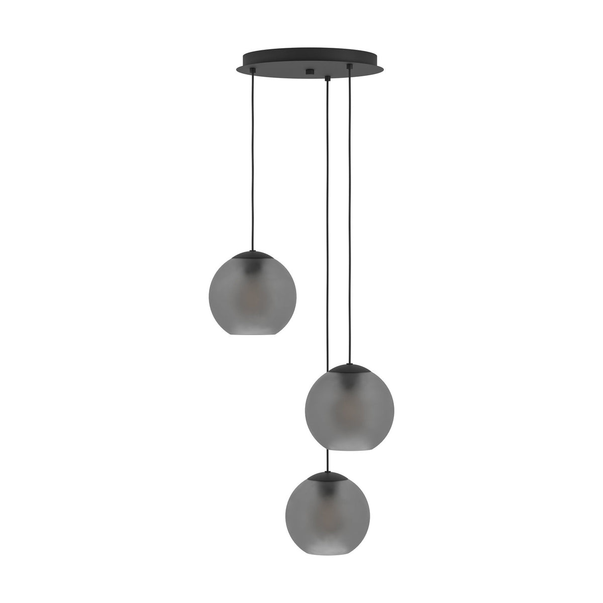 Arangona Glass 3 Light Pendant - Black