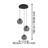 Arangona Glass 3 Light Pendant - Black
