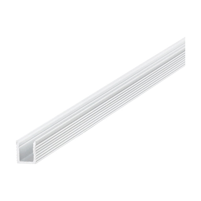 Arcus 2m Surface LED Profile in white aluminium, a slim U-shaped 8x9mm channel shown diagonally on a plain white background.