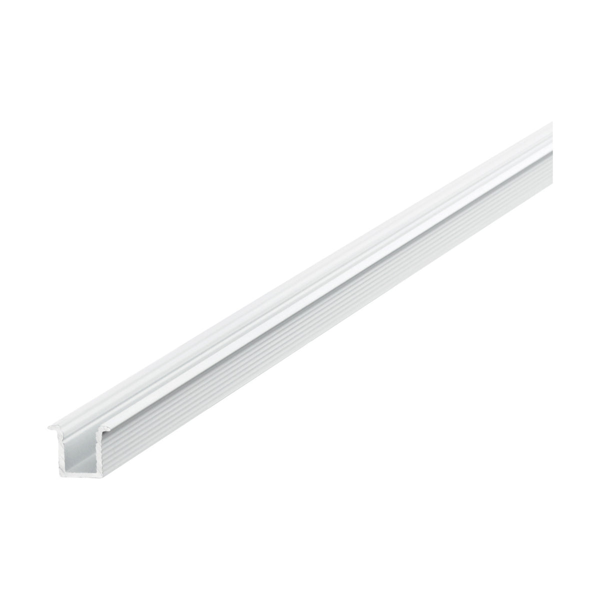 Arcus 3m Recessed LED Profile in white aluminium, a slim 10x9mm channel with side trims, shown diagonally on a plain white background.
