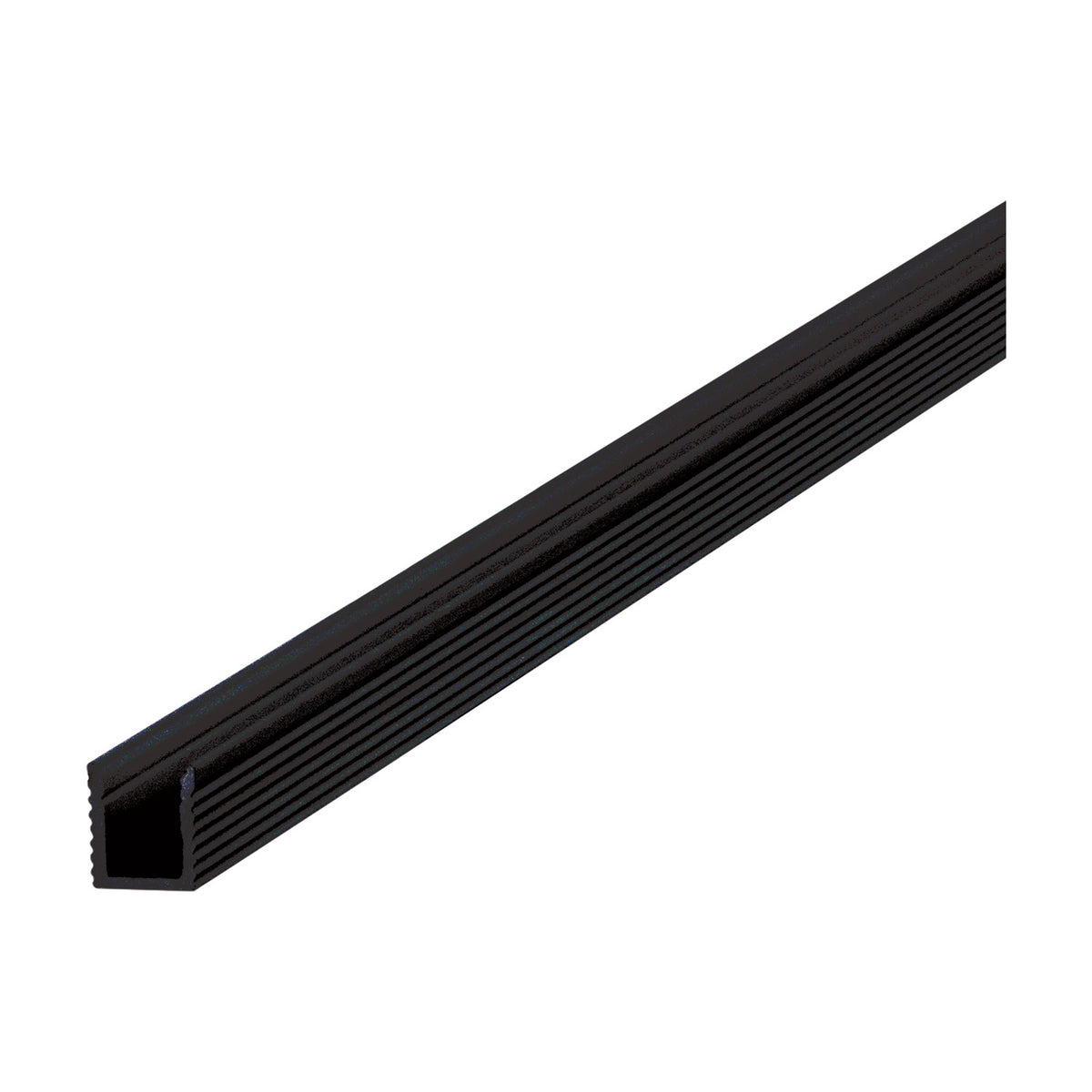Arcus 3m Surface LED Profile in black aluminium, an 8x9mm ribbed channel shown diagonally on a plain white background.