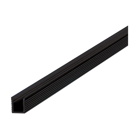 Arcus 3m Surface LED Profile in black aluminium, an 8x9mm ribbed channel shown diagonally on a plain white background.