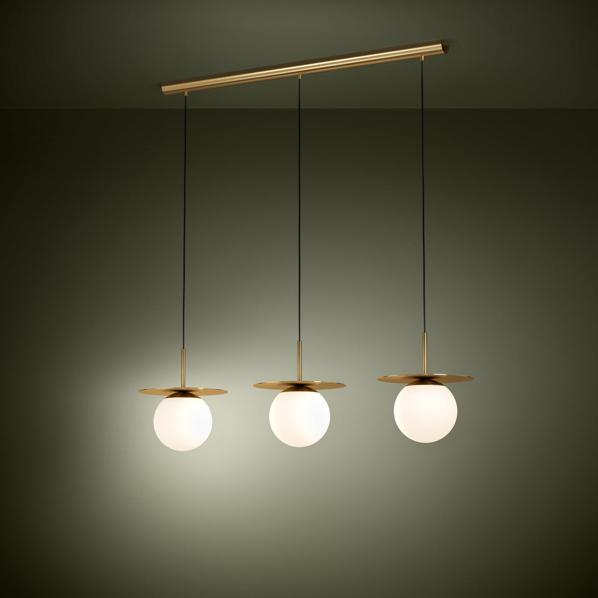 Arenales Glass Linear Pendant Light - Brushed Brass