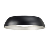 Mantra Argenta matt black flush ceiling light with low-profile dome shade, silver inner reflector and recessed white LED diffuser on a white background.