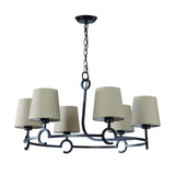 Argi 82cm 6 Light Chandelier - Brown Oxide With Taupe Shades