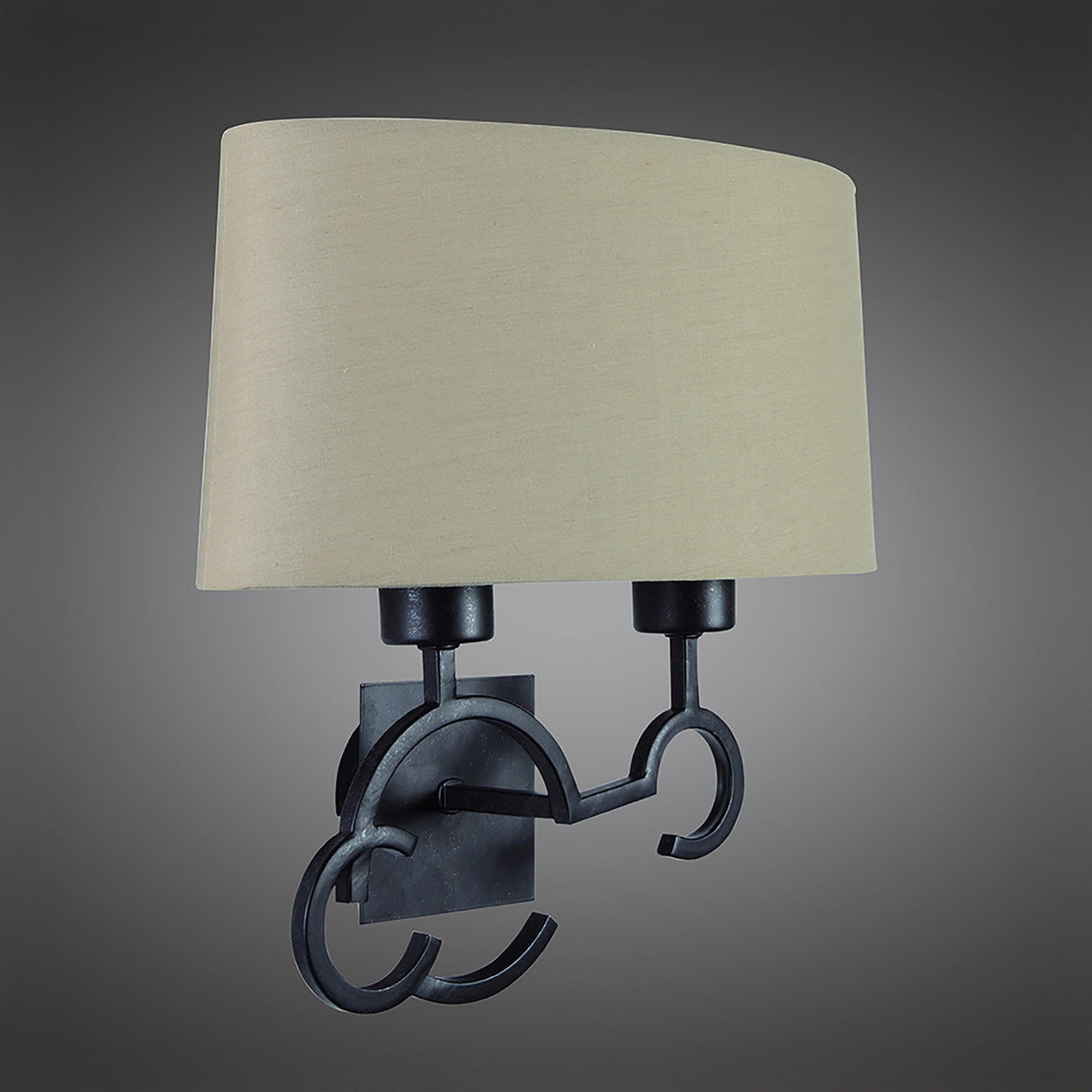 Argi 2 Light Wall Lamp - Brown Oxide With Taupe Shade