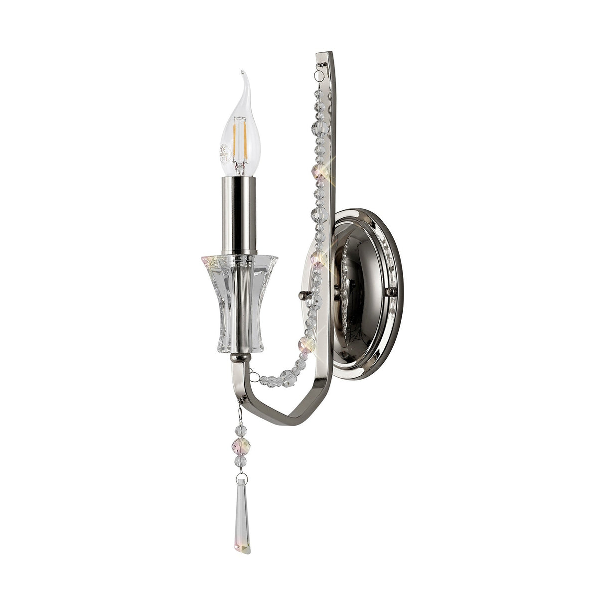 Armand 1 Light Crystal Wall Light - Polished Chrome