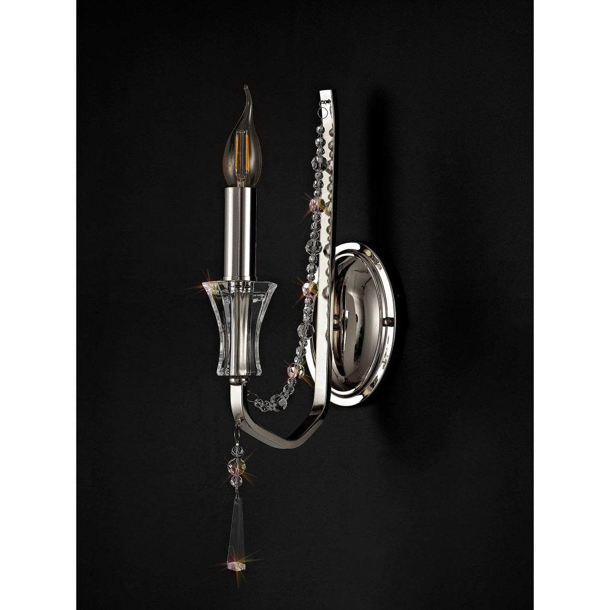 Armand 1 Light Crystal Wall Light - Polished Chrome