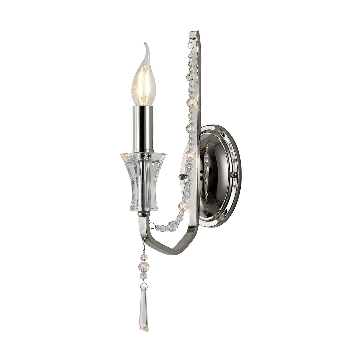 Armand 1 Light Crystal Wall Light - Polished Chrome