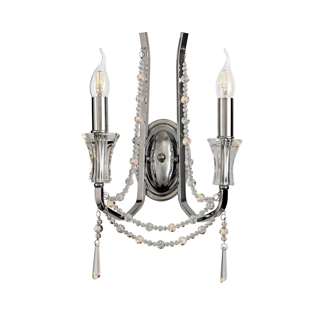 Armand 2 Light Crystal Wall Light - Polished Chrome