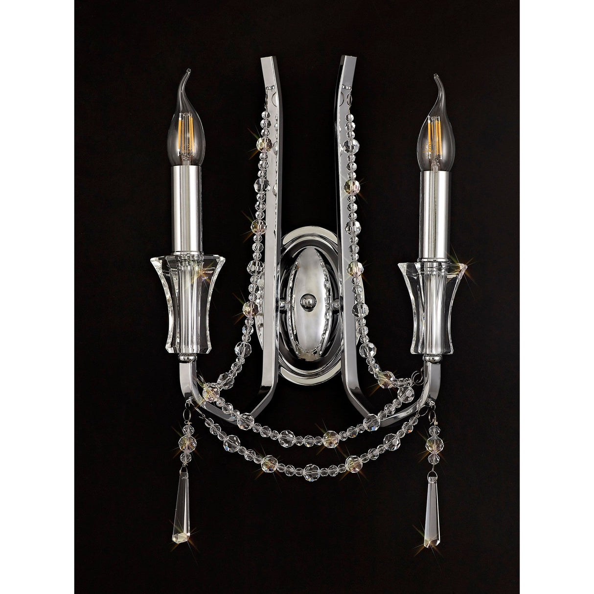 Armand 2 Light Crystal Wall Light - Polished Chrome