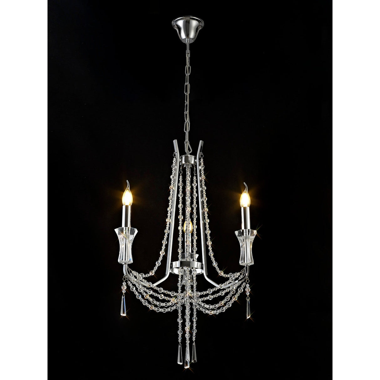 Armand 52cm 3 Light Crystal Chandelier - Polished Chrome