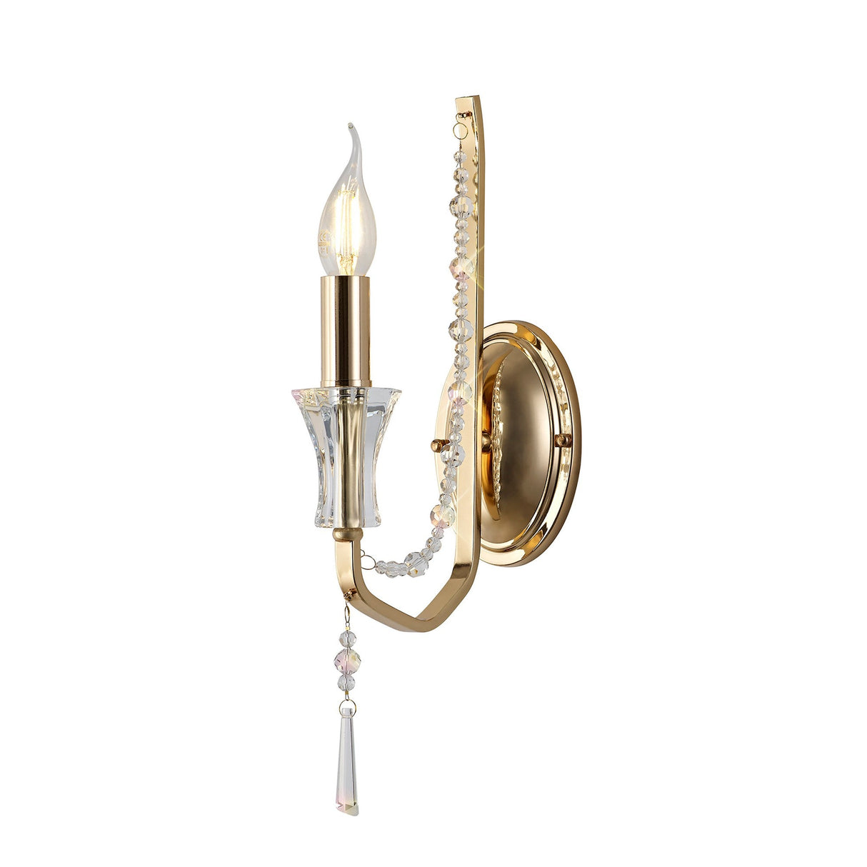 Armand 1 Light Crystal Wall Light - French Gold