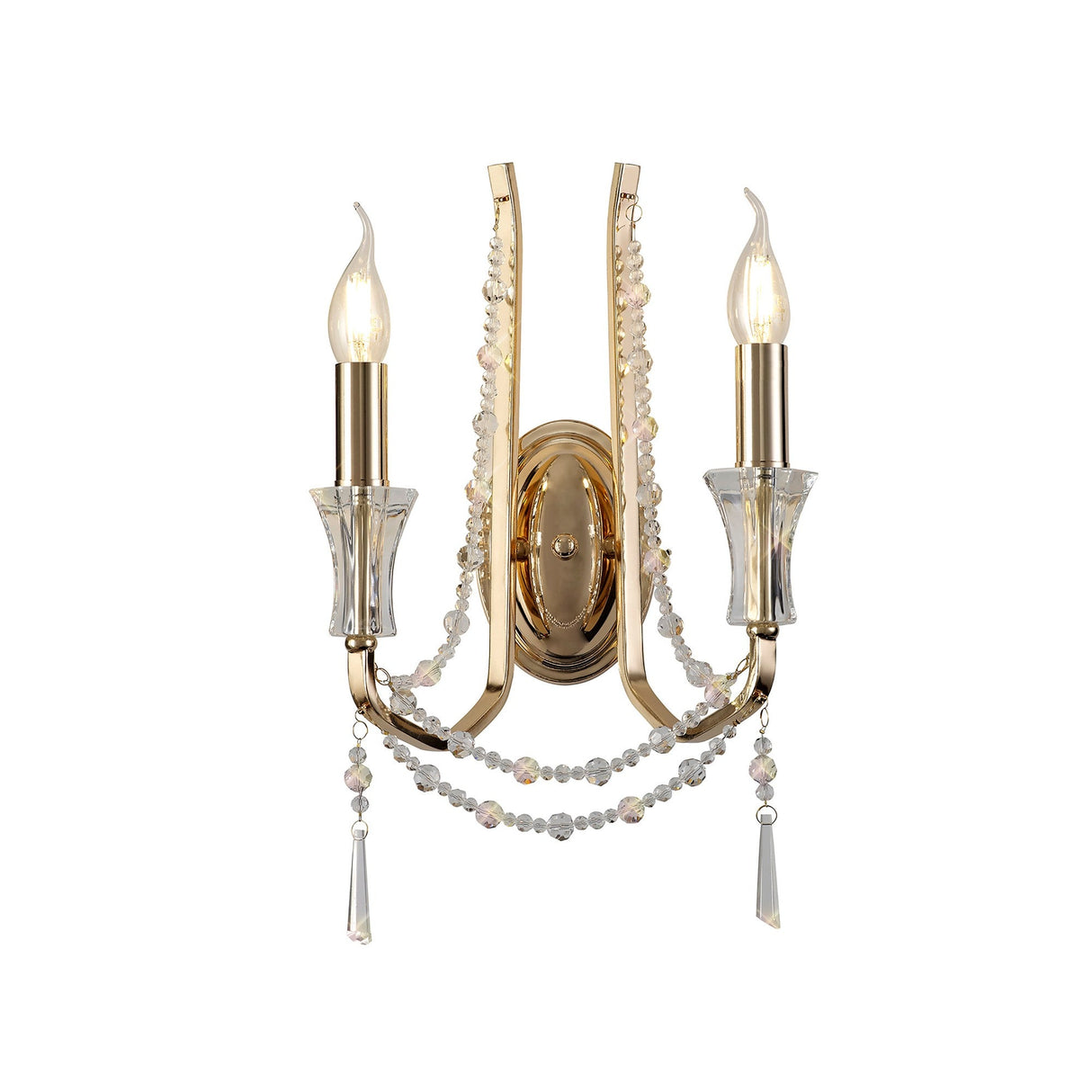 Armand 2 Light Crystal Wall Light - French Gold