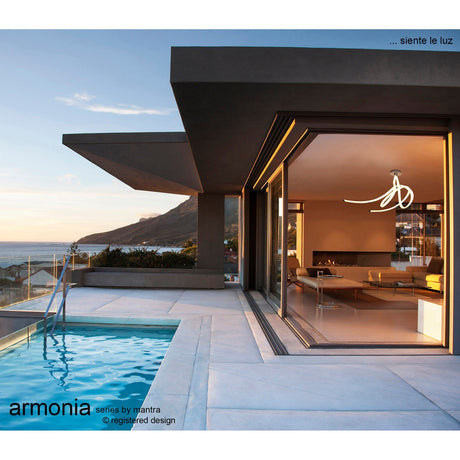 Armonia Large Ribbons Dimmable LED Semi-Flush Ceiling Light 60W 3000K - Polished Chrome