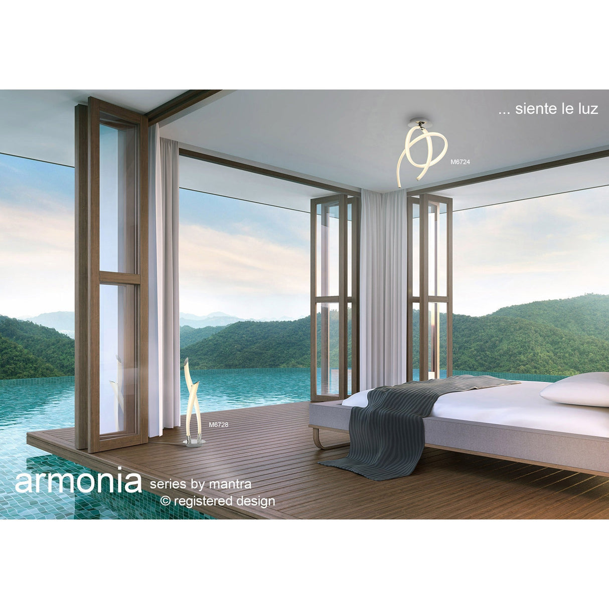 Armonia Vertical LED Semi-Flush Ceiling Light 40W 3000K - Polished Chrome