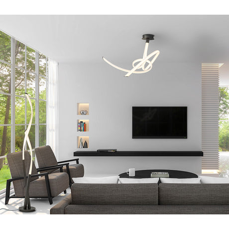 Armonia Medium Ribbons Dimmable LED Semi-Flush Ceiling Light 60W 3000K - Dark Silver