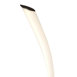 A close-up of the Armonia LED Floor Lamp 30W 3000K in silver and white, showing its curved, smooth body with a dark, flat tip against a white background. The lamp has a slightly reflective finish.