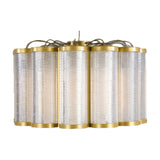 Ashford Acrylic 20 Light Chandelier with scalloped ring of ribbed clear acrylic cylinders and brass-toned metal rims, shown on a plain white background.