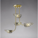 Ashton 4 Light Crystal Semi-Flush Ceiling Light – Antique Brass