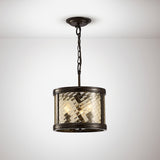 Asia 30cm 3 Light Lantern Chandelier/Semi-Flush - Oiled Bronze