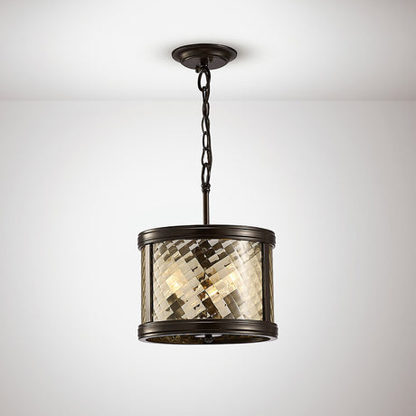 Asia 30cm 3 Light Lantern Chandelier/Semi-Flush - Oiled Bronze