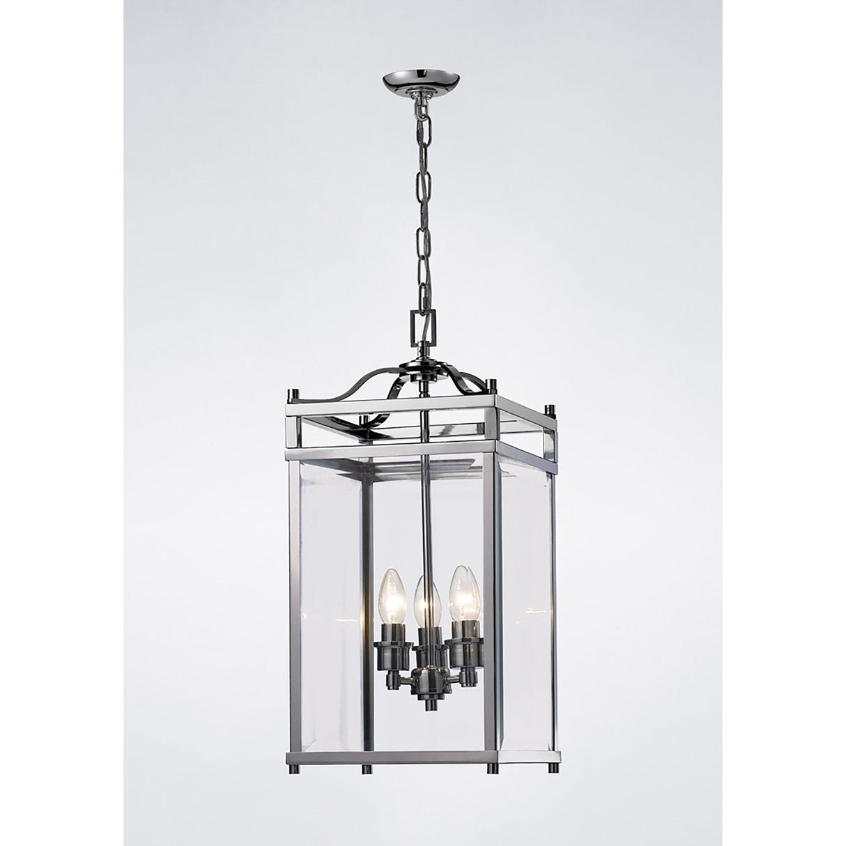 Aston Square 3 Light Lantern Chandelier - Polished Chrome