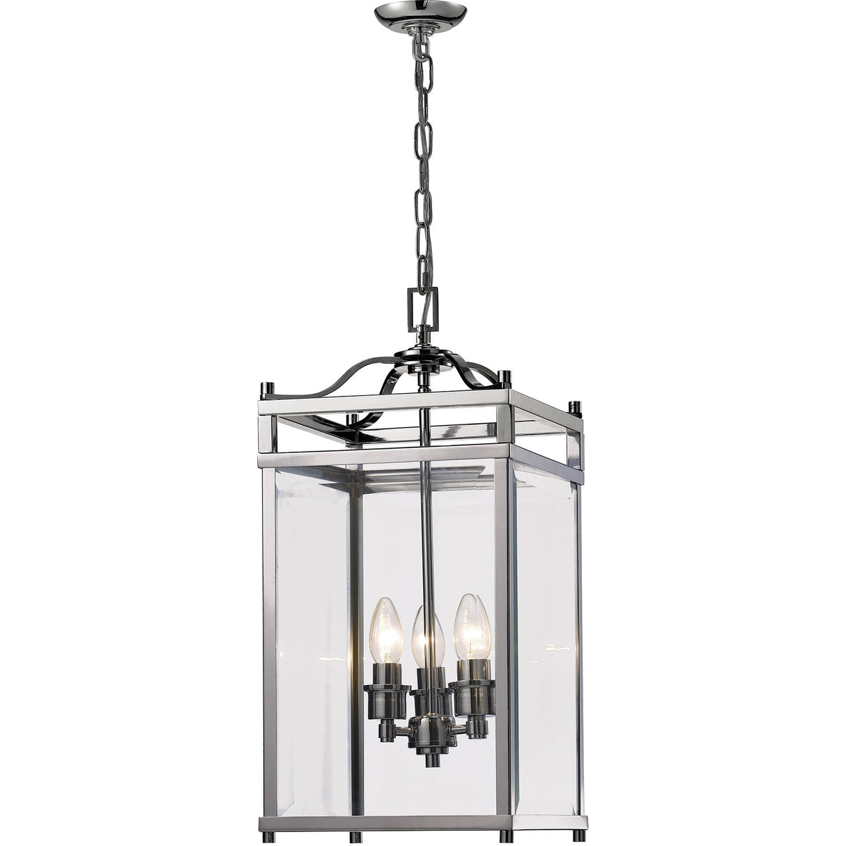 Aston Square 3 Light Lantern Chandelier - Polished Chrome