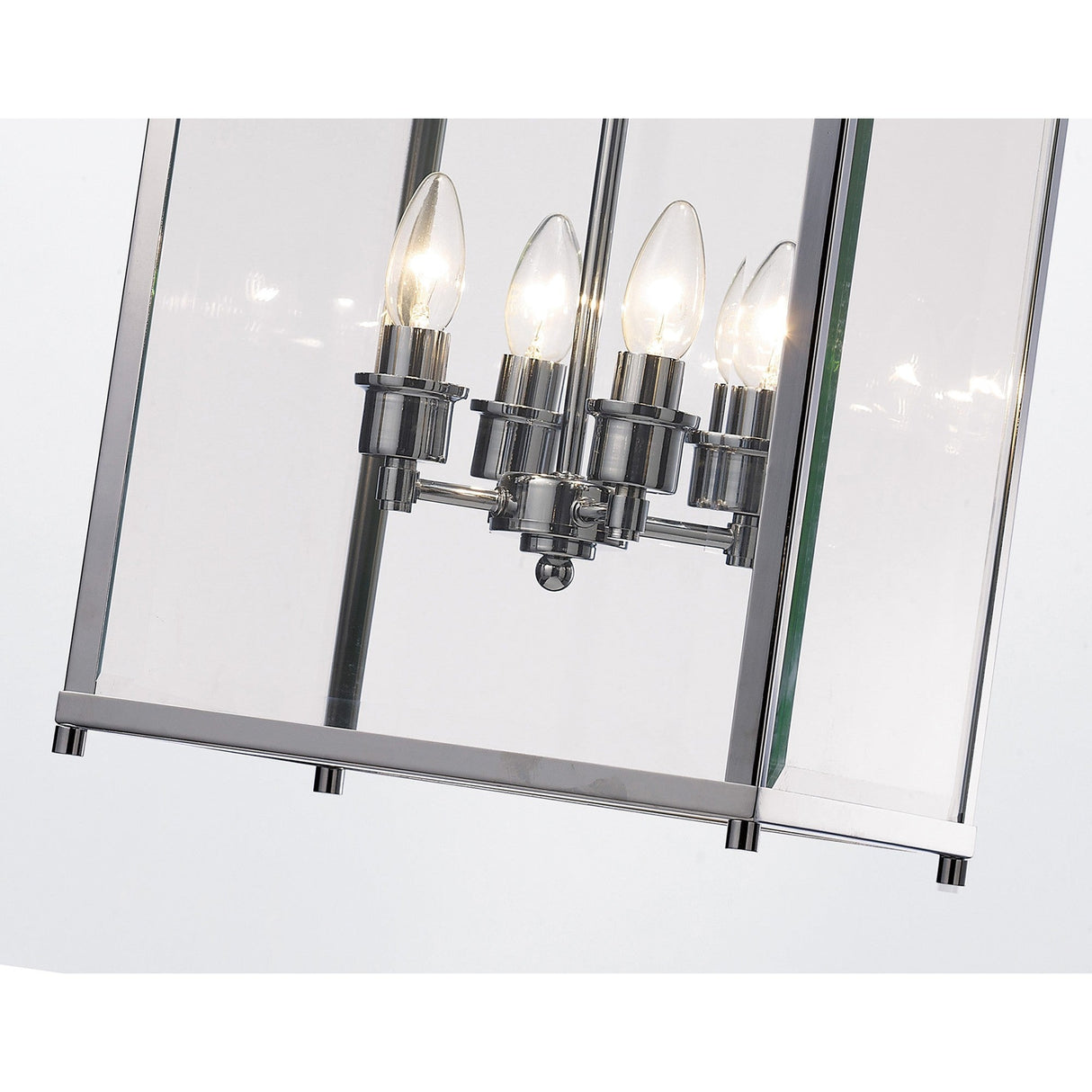 Aston Square 4 Light Lantern Chandelier - Polished Chrome