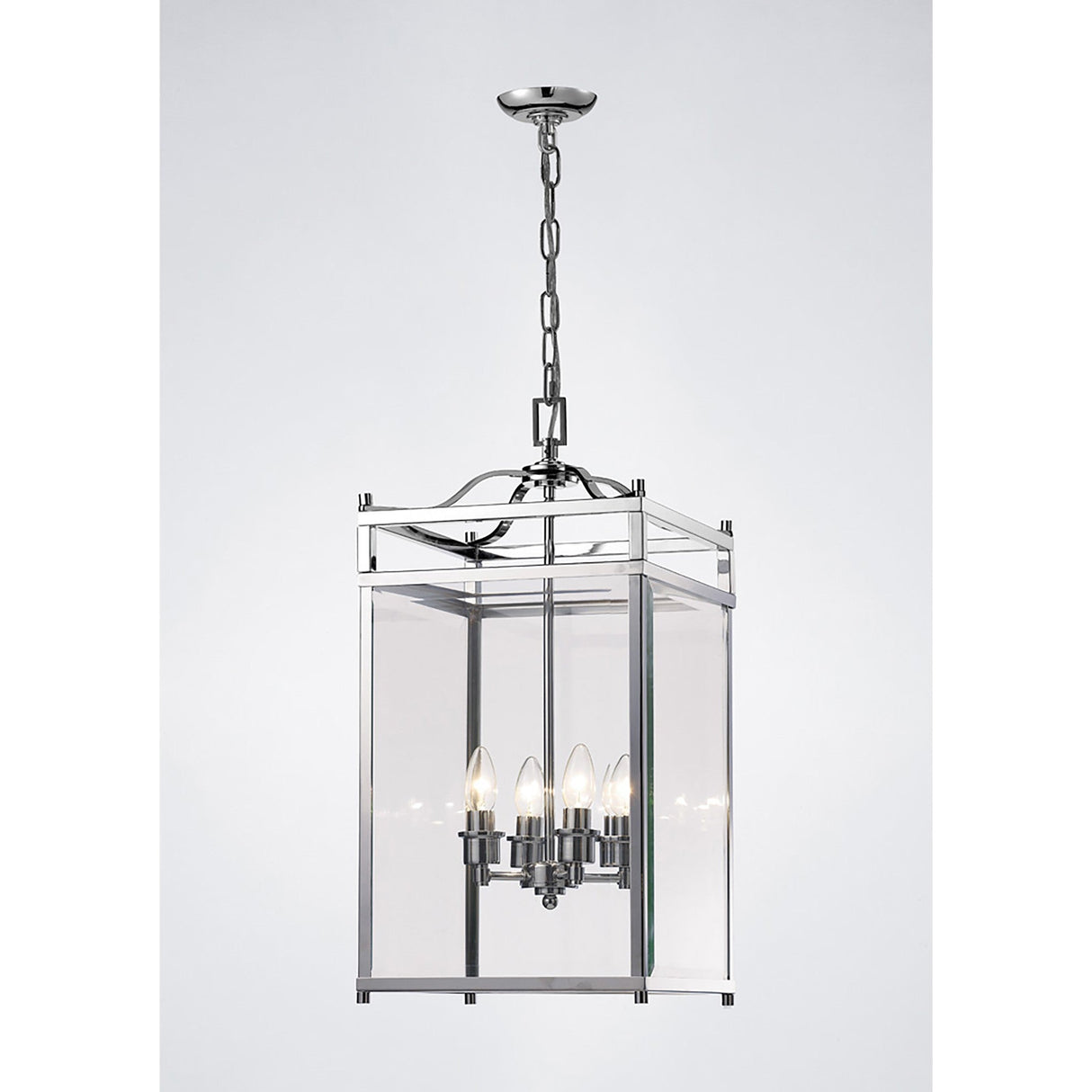 Aston Square 4 Light Lantern Chandelier - Polished Chrome