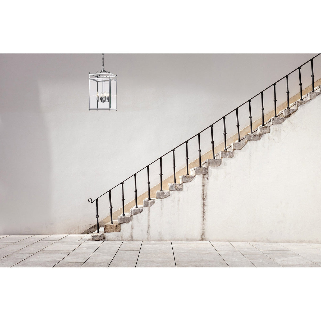 Aston Square 4 Light Lantern Chandelier - Polished Chrome