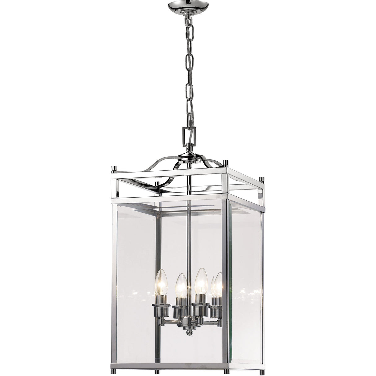 Aston Square 4 Light Lantern Chandelier - Polished Chrome