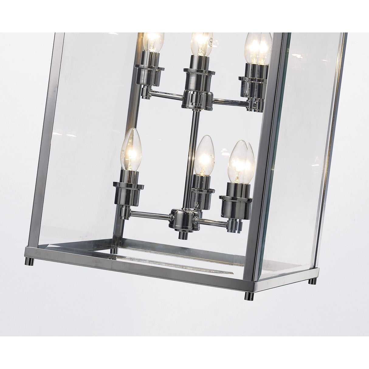 Aston Square 6 Light Lantern Chandelier - Polished Chrome