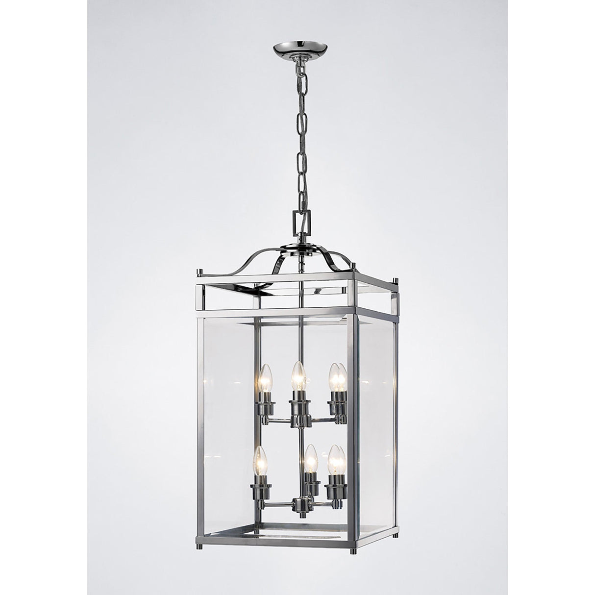 Aston Square 6 Light Lantern Chandelier - Polished Chrome