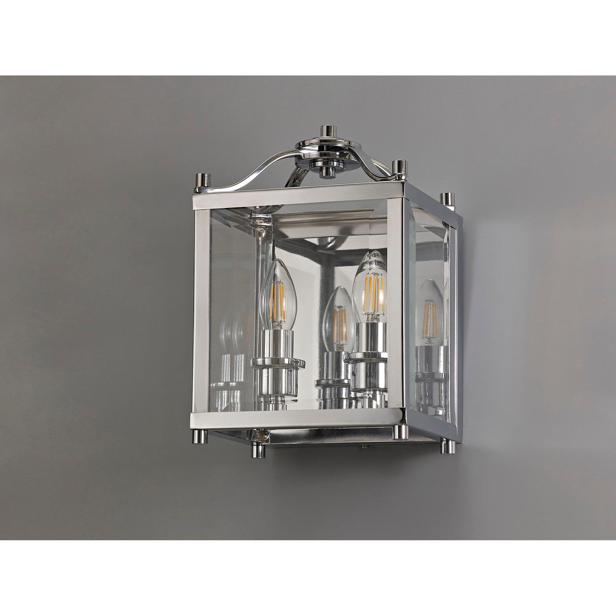 Aston 2 Light Glass Wall Light - Polished Chrome