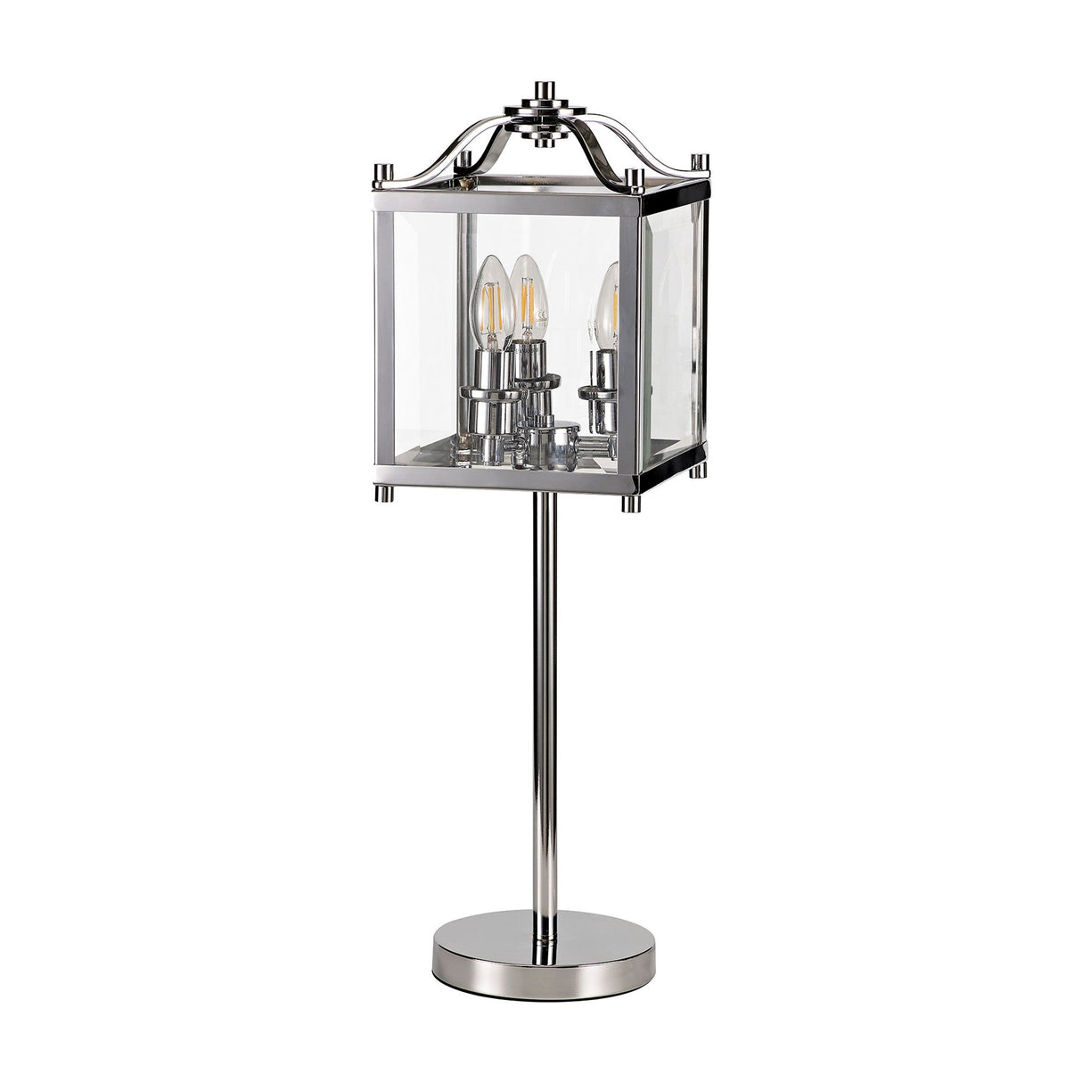 Aston 3 Light Glass Table Lamp - Polished Chrome