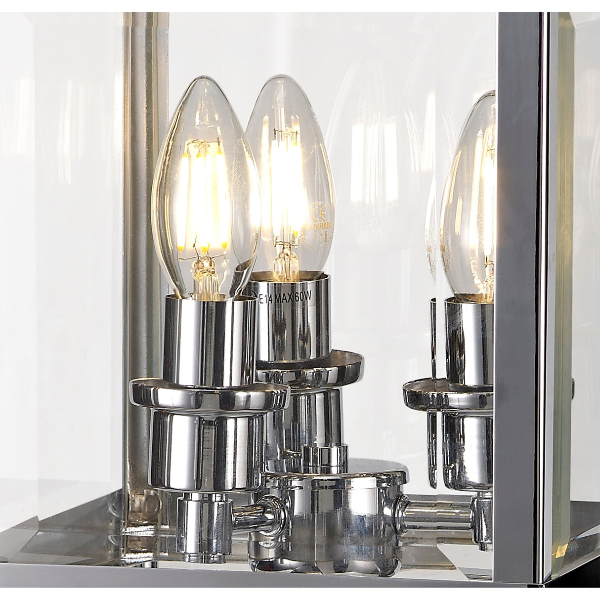 Aston 3 Light Glass Table Lamp - Polished Chrome