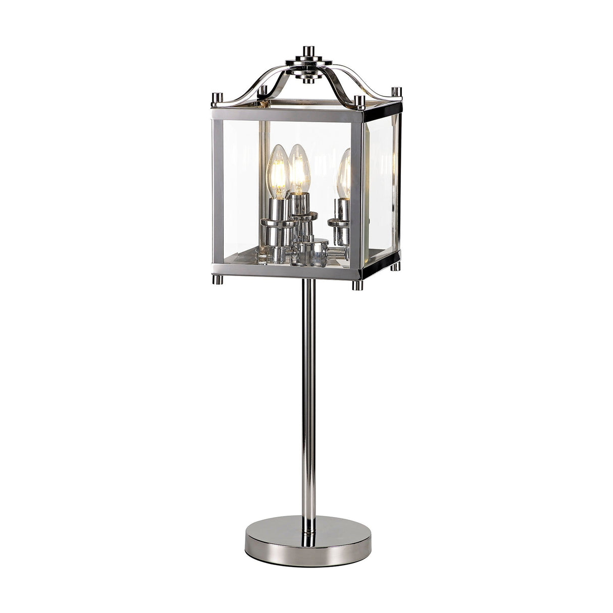 Aston 3 Light Glass Table Lamp - Polished Chrome