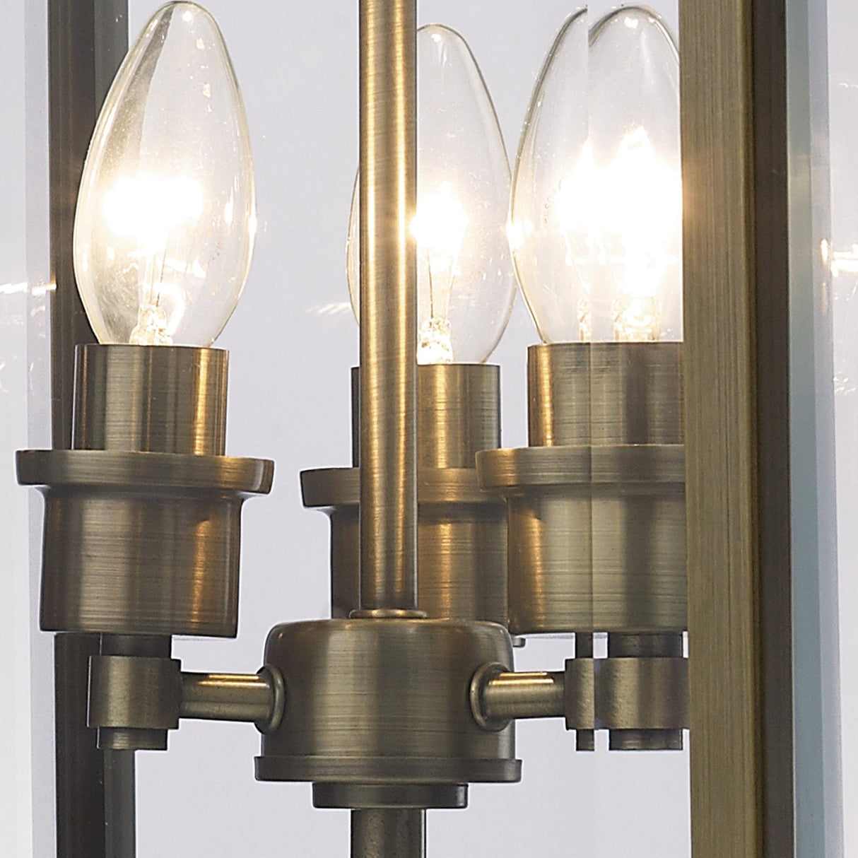 Aston Square 3 Light Lantern Chandelier - Antique Brass