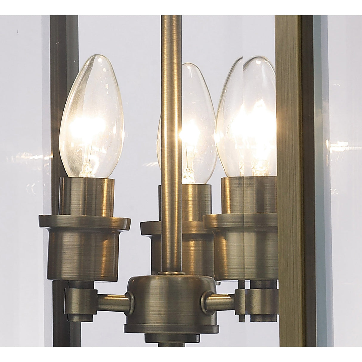 Aston Square 3 Light Lantern Chandelier - Antique Brass