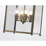 Aston Square 4 Light Lantern Chandelier - Antique Brass