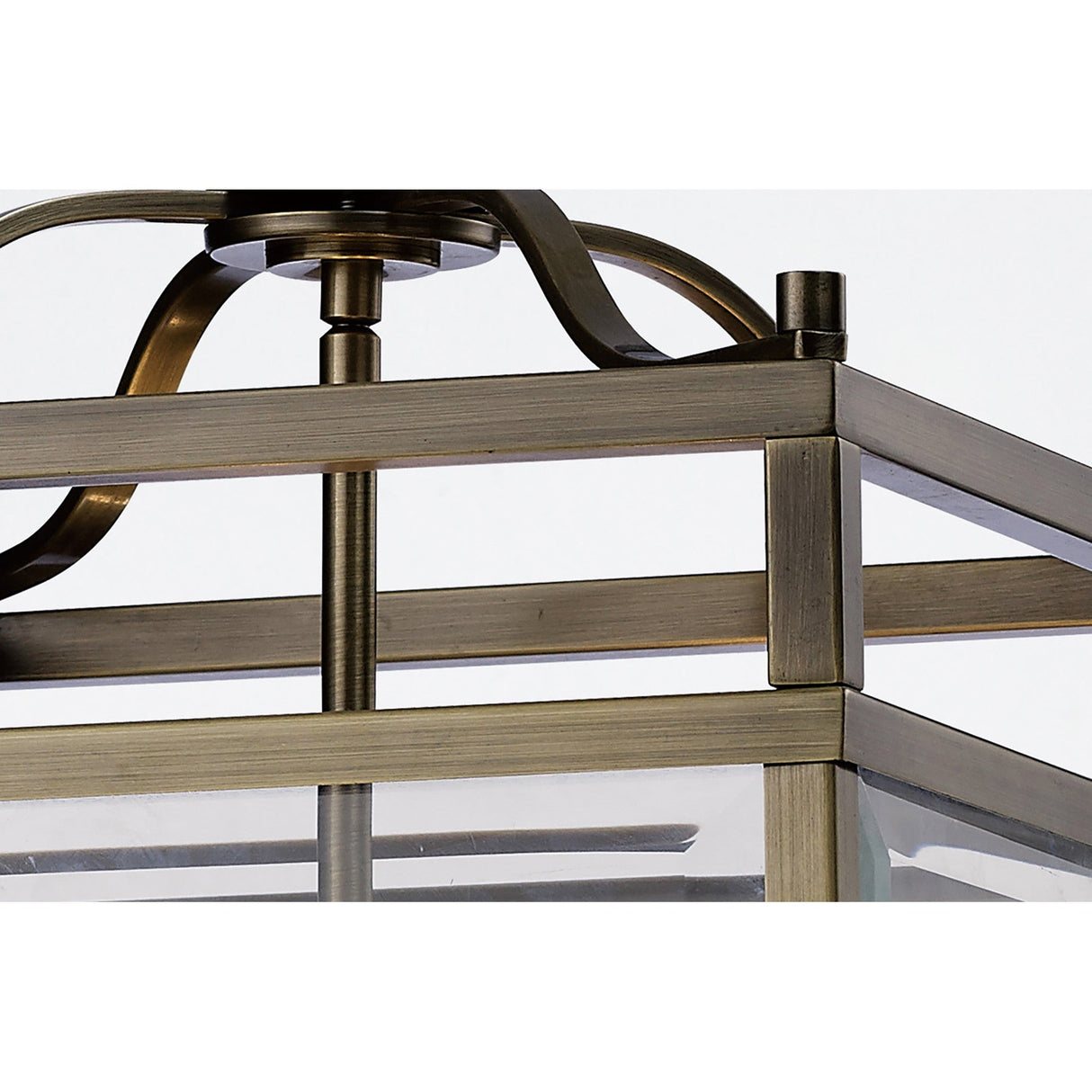 Aston Square 4 Light Lantern Chandelier - Antique Brass