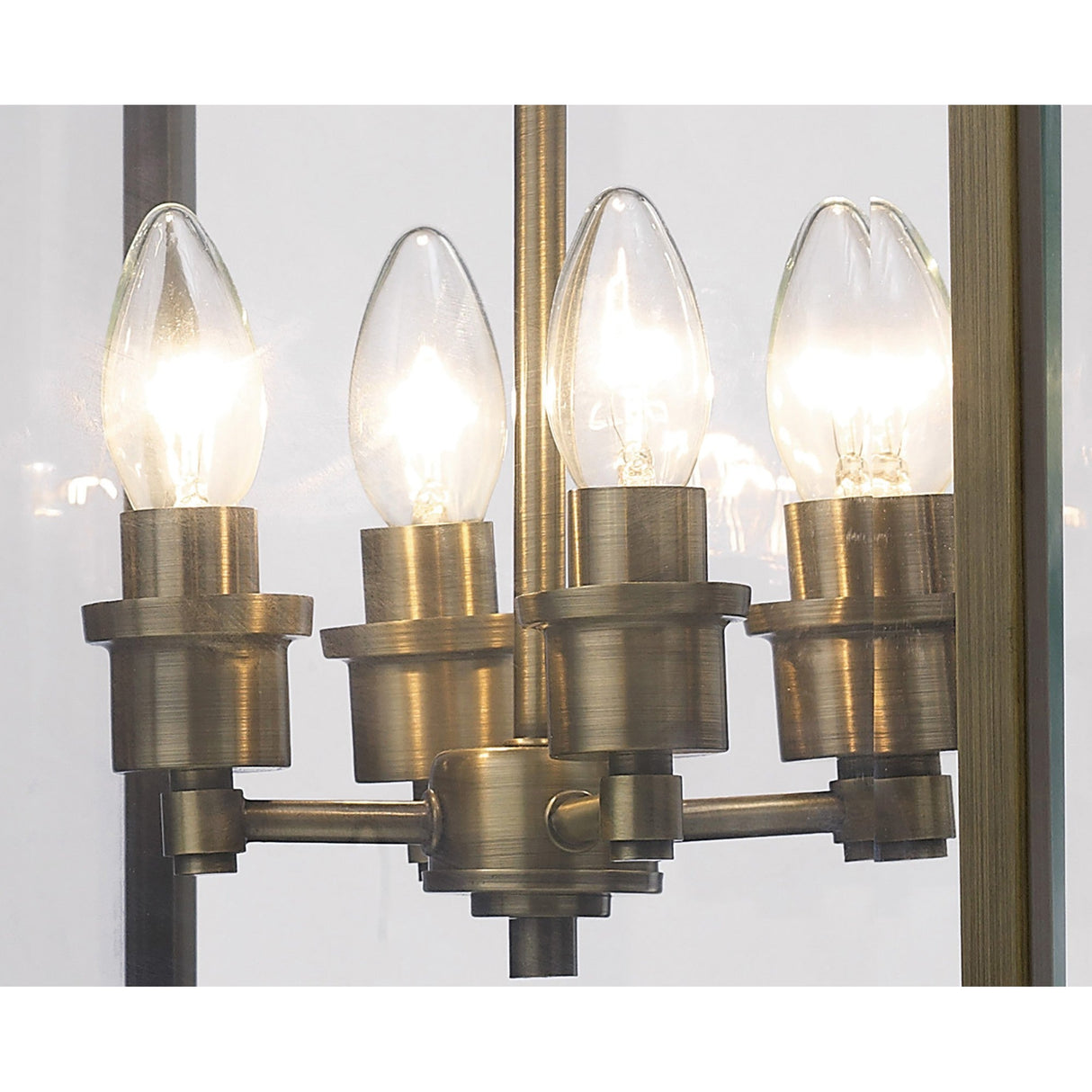 Aston Square 4 Light Lantern Chandelier - Antique Brass